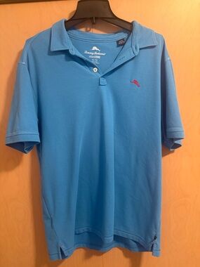 Tommy Bahama Sky Blue Polo with Pink Dolphin Logo